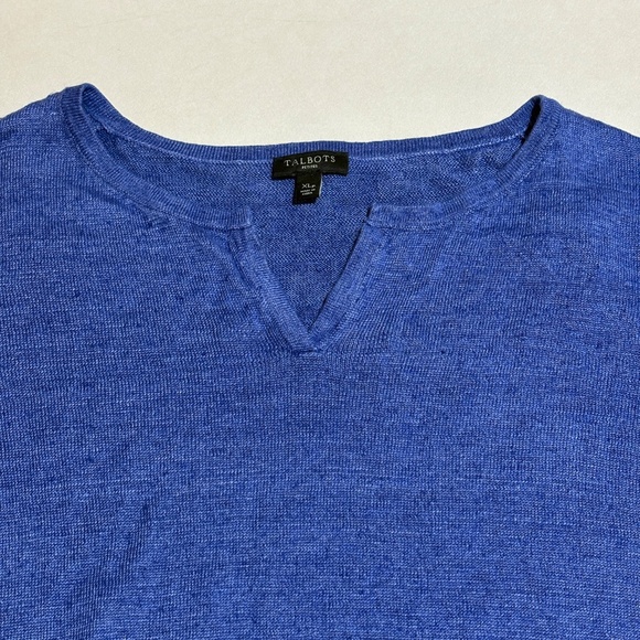 Talbots Women's Linen Long Sleeve Sweater Sz XL Petite Breathable Beach Coastal - Picture 2 of 10